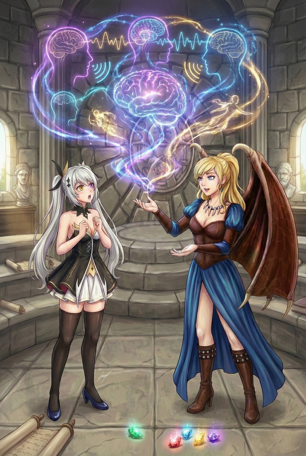 サキュバスの先輩と精神感應について議論する