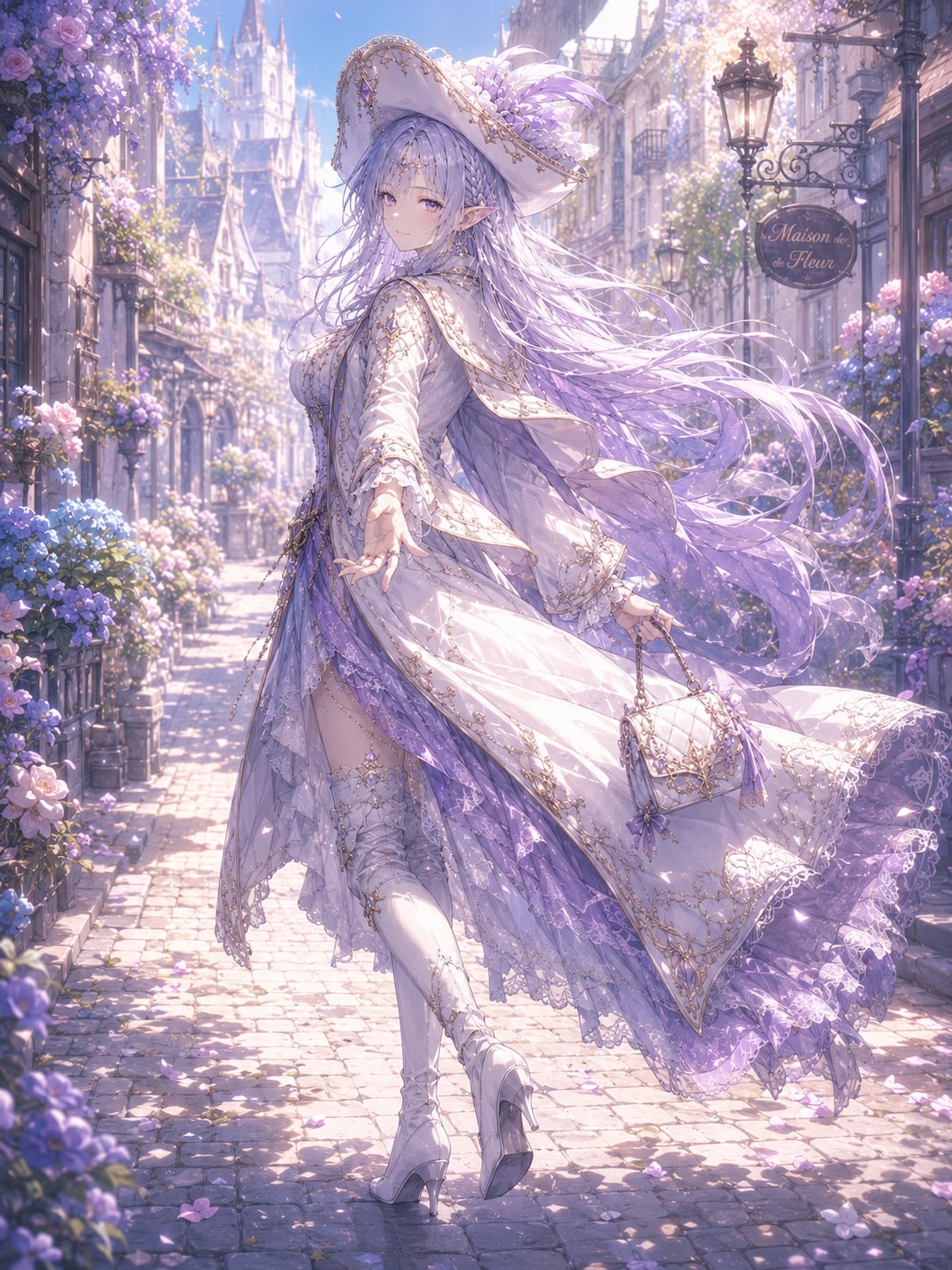 花の香りに包まれた街 | の人気AIイラスト・グラビア