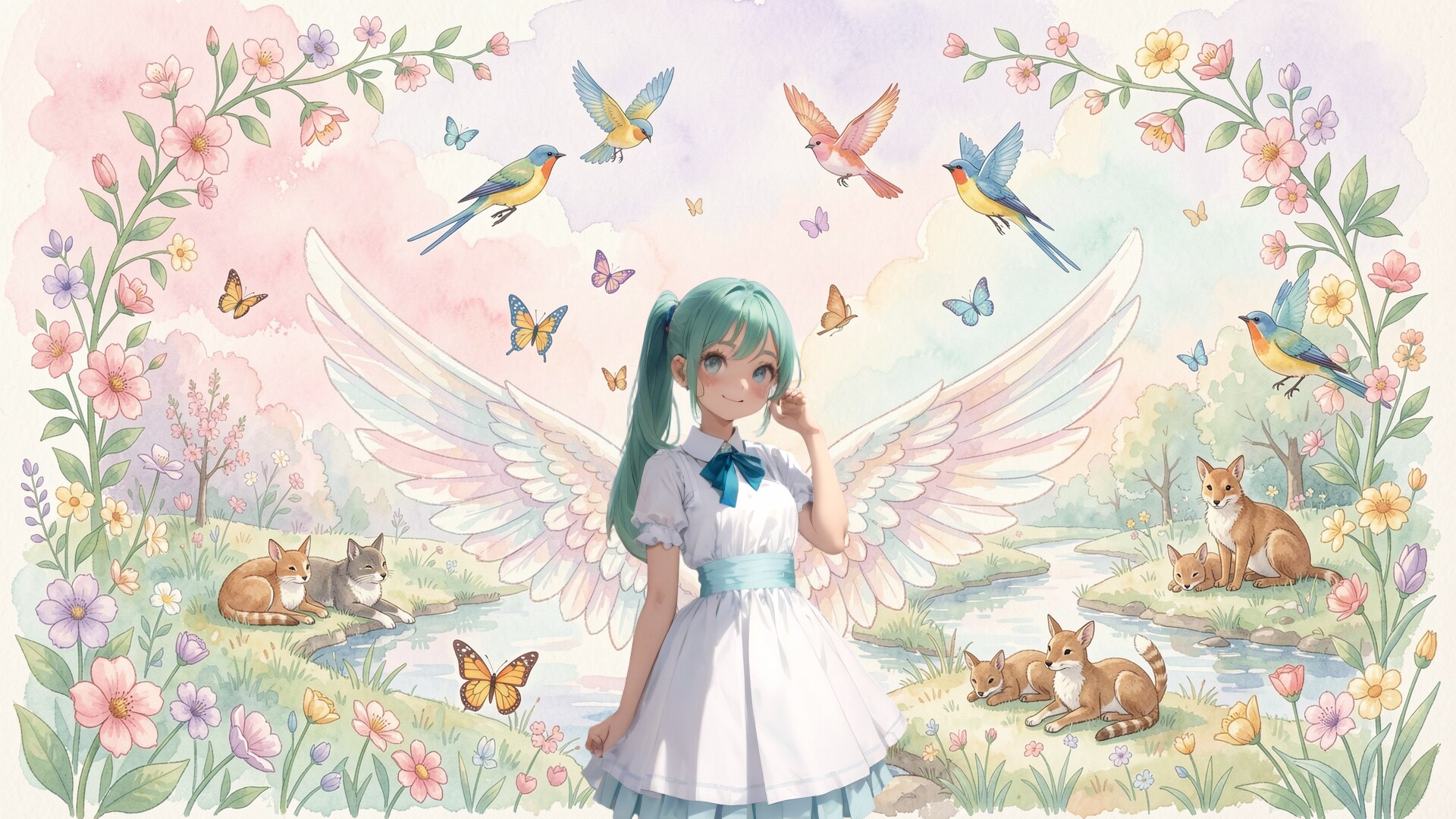翼のウォールアート (FullHD 壁紙90 BD071)