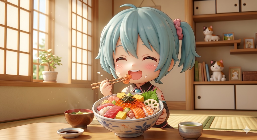 今日のお昼は海鮮丼です