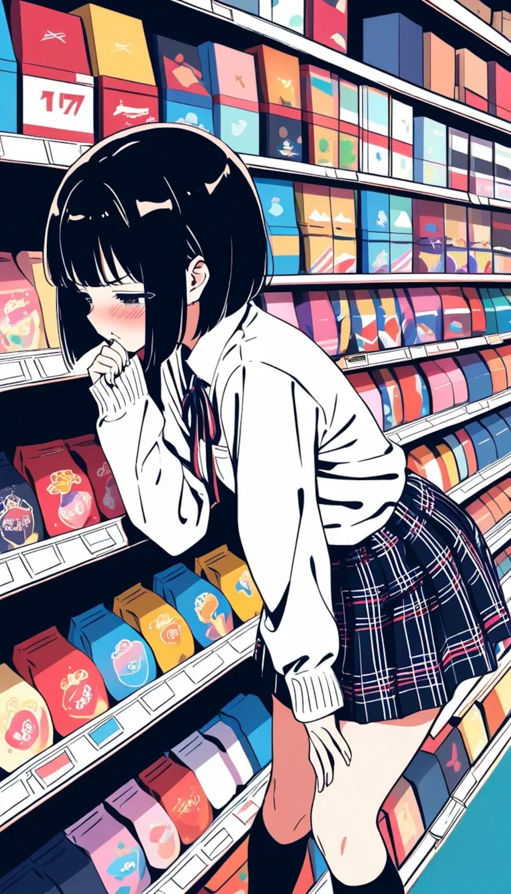 製菓コーナーにて『むぅ……今年は、手作りにしようかな……』モトコ（後輩ちゃん）