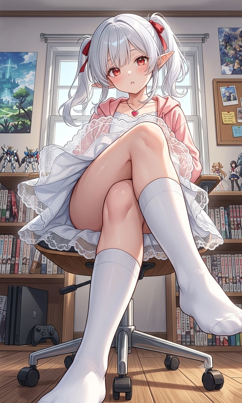 夏休みの宿題をしようとしているシロネさん