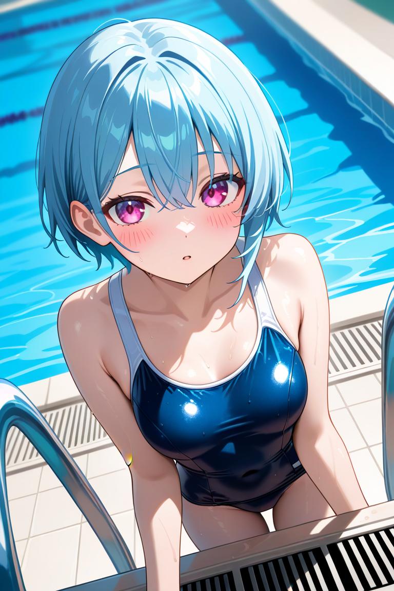 スク水水色少女