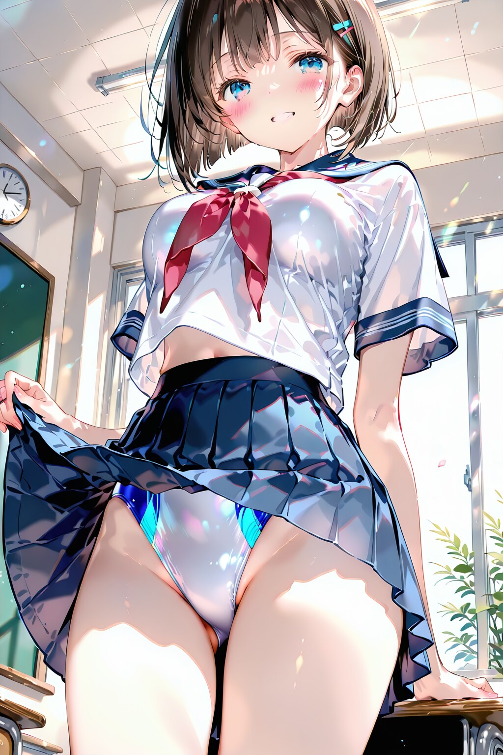 制服＋競泳水着の失敗作（モノキニだと思えば有り？）