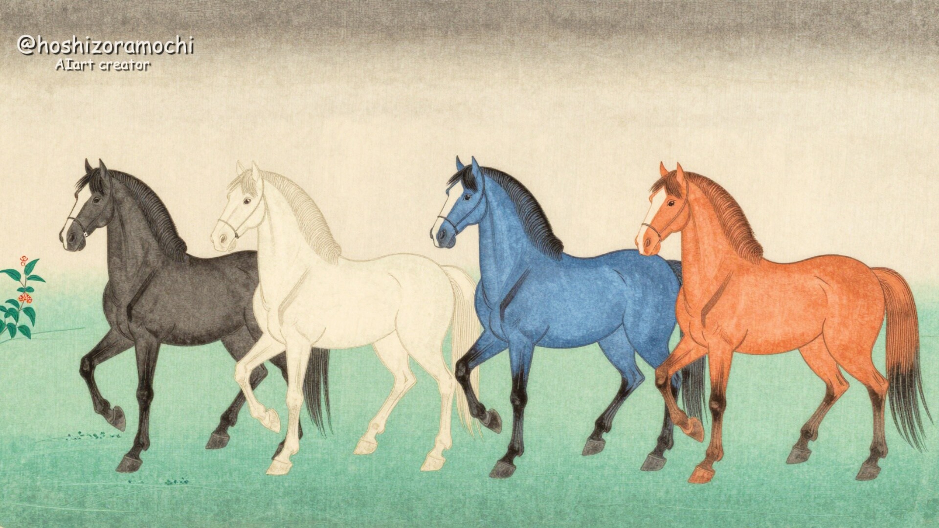 多色刷りの馬の四季 | の人気AIイラスト・グラビア
