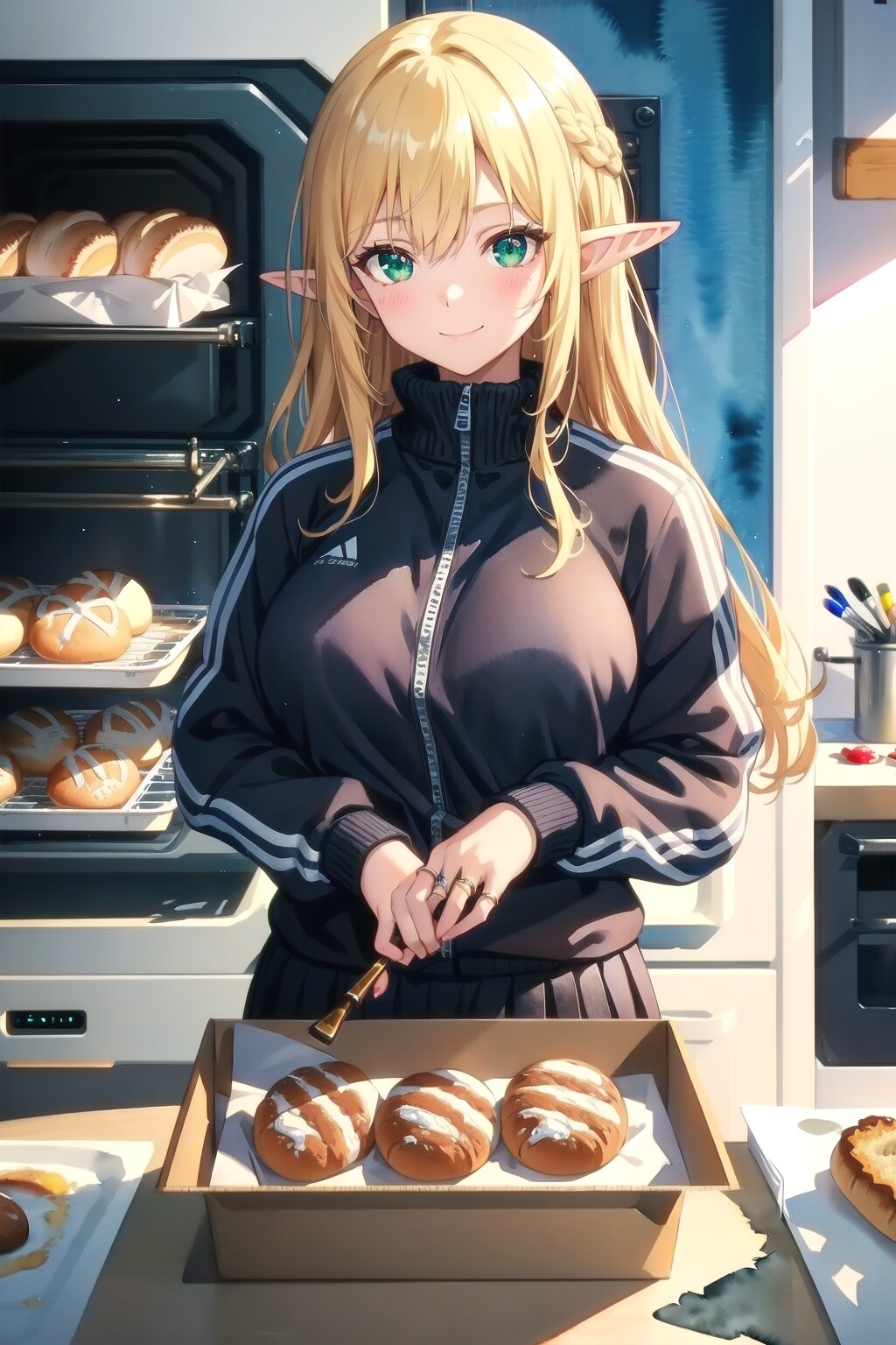 ジャージ姿で働いています