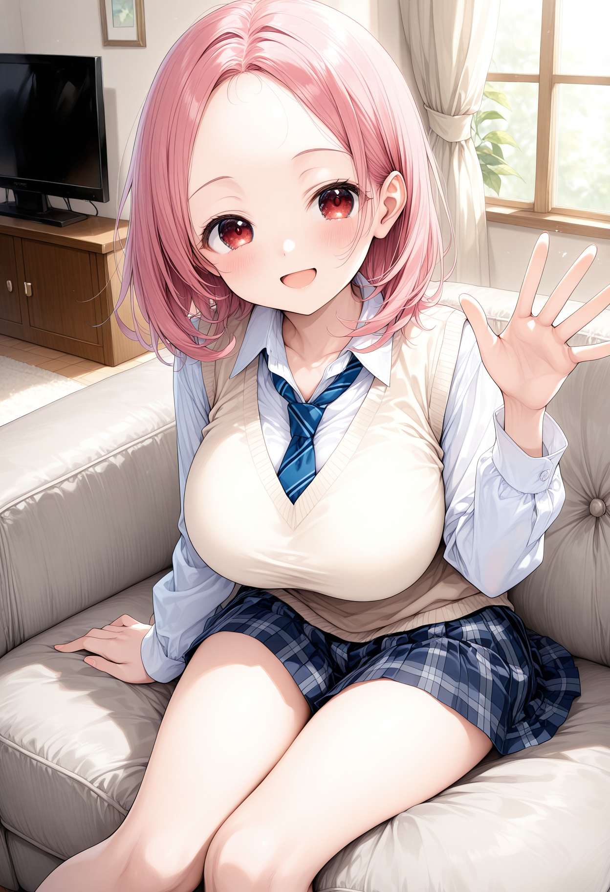ピンク髪 JK制服