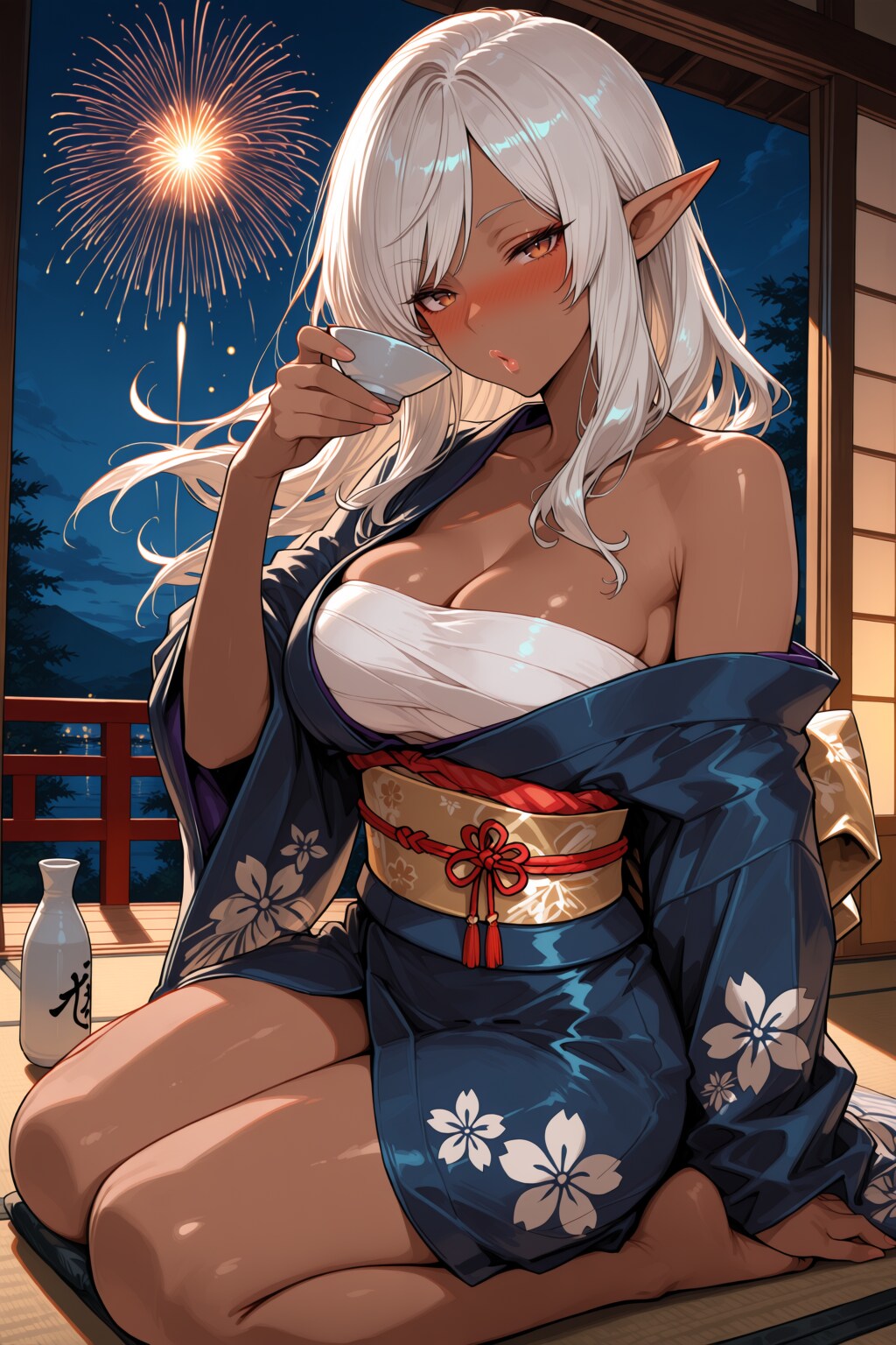 うちのダークエルフさんと夏の夜