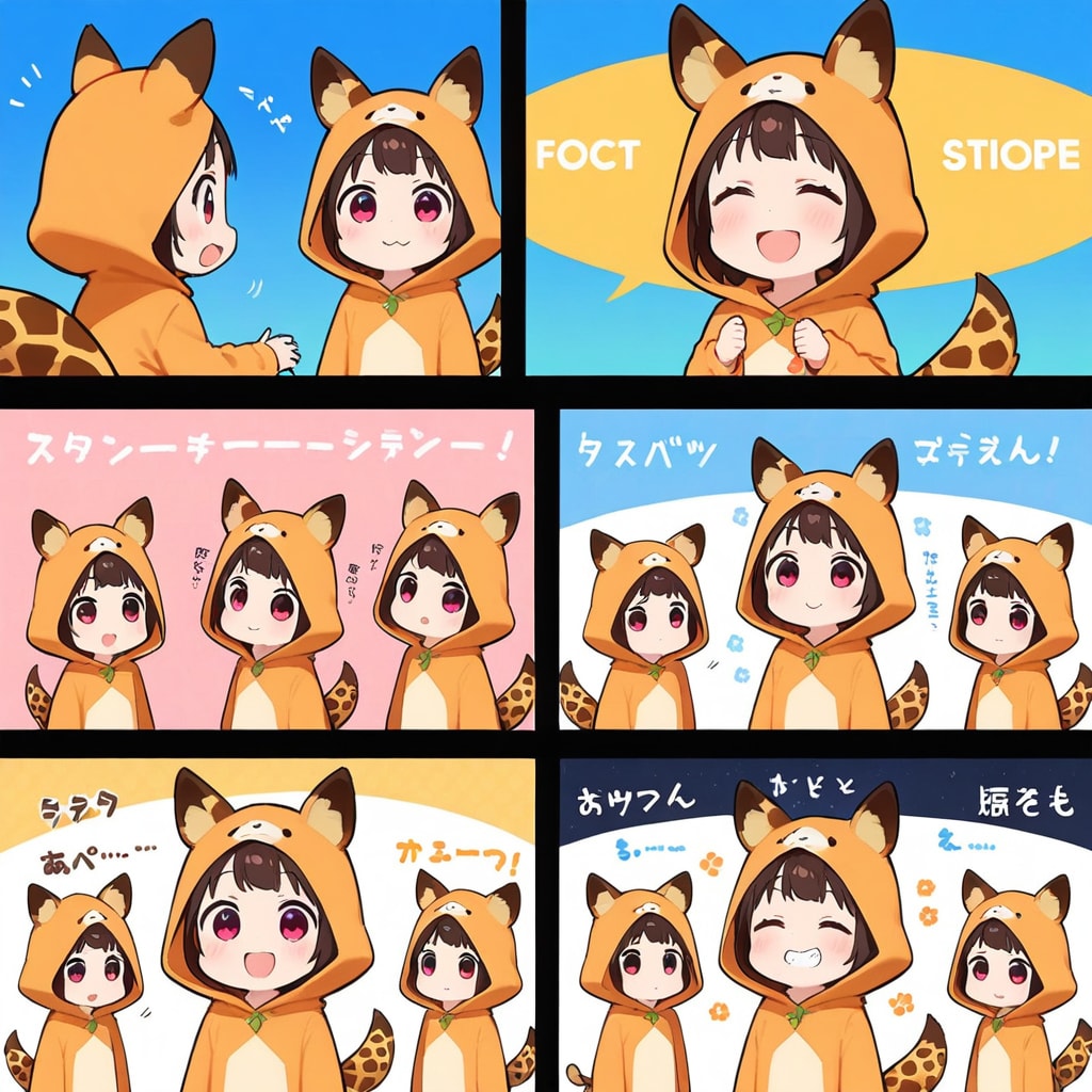 漫画のキリン着ぐるみちび子ちゃん