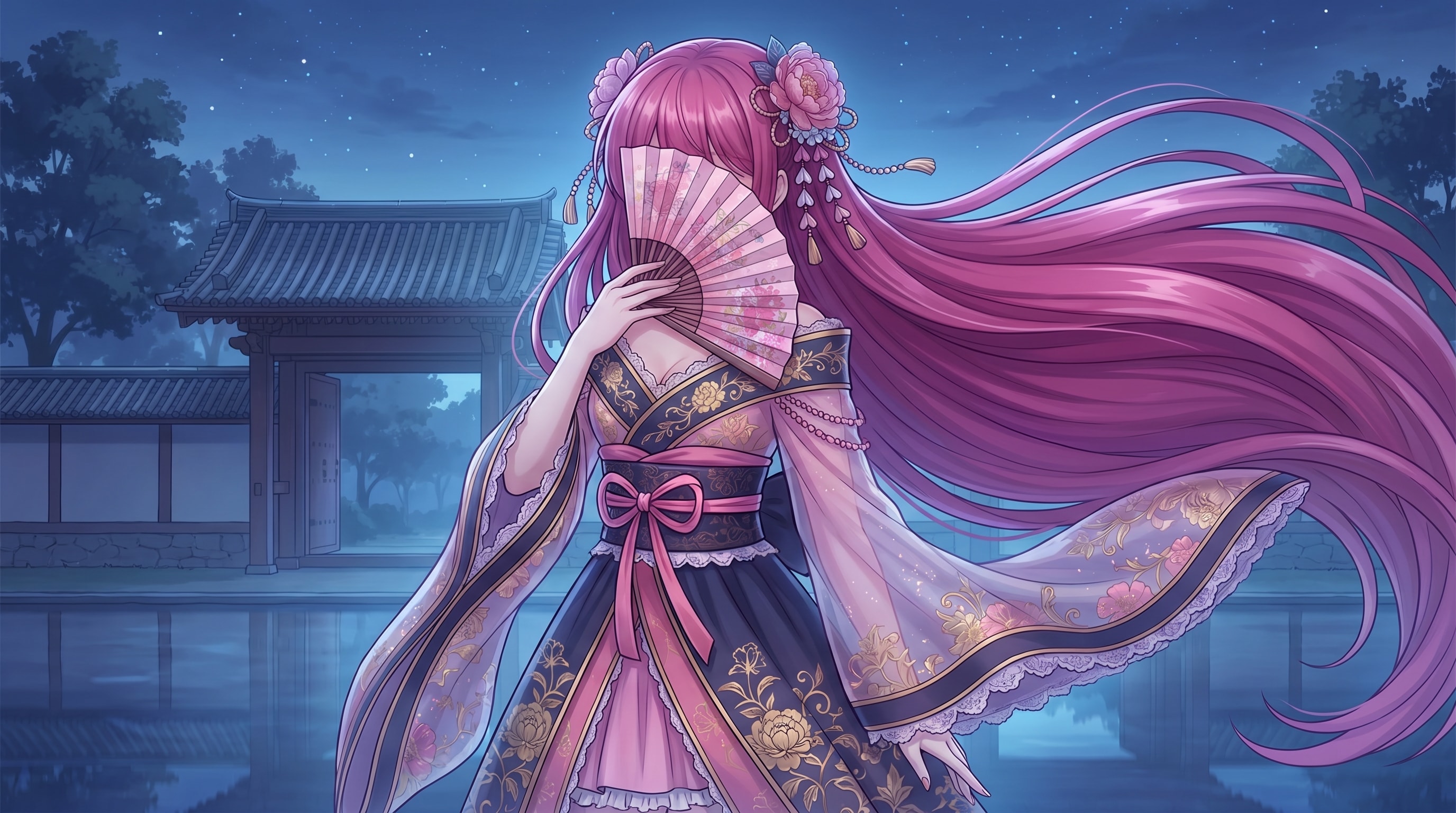 星灯に舞う花扇 | の人気AIイラスト・グラビア