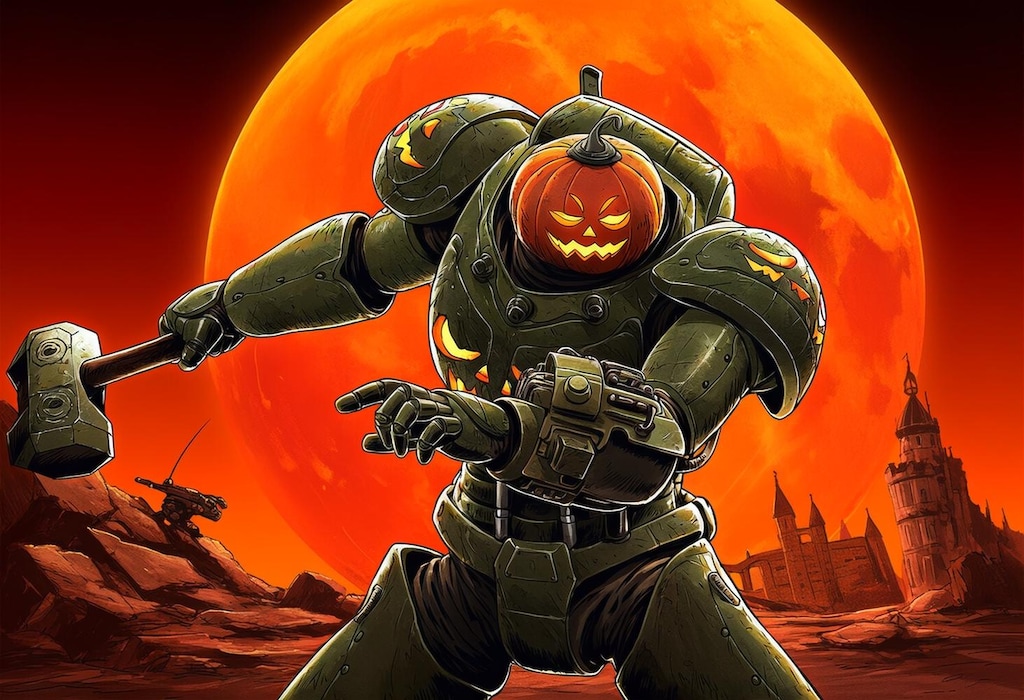 ハロウィンカボチャアーマーコスプレ人妻＆世紀末パワーアーマー