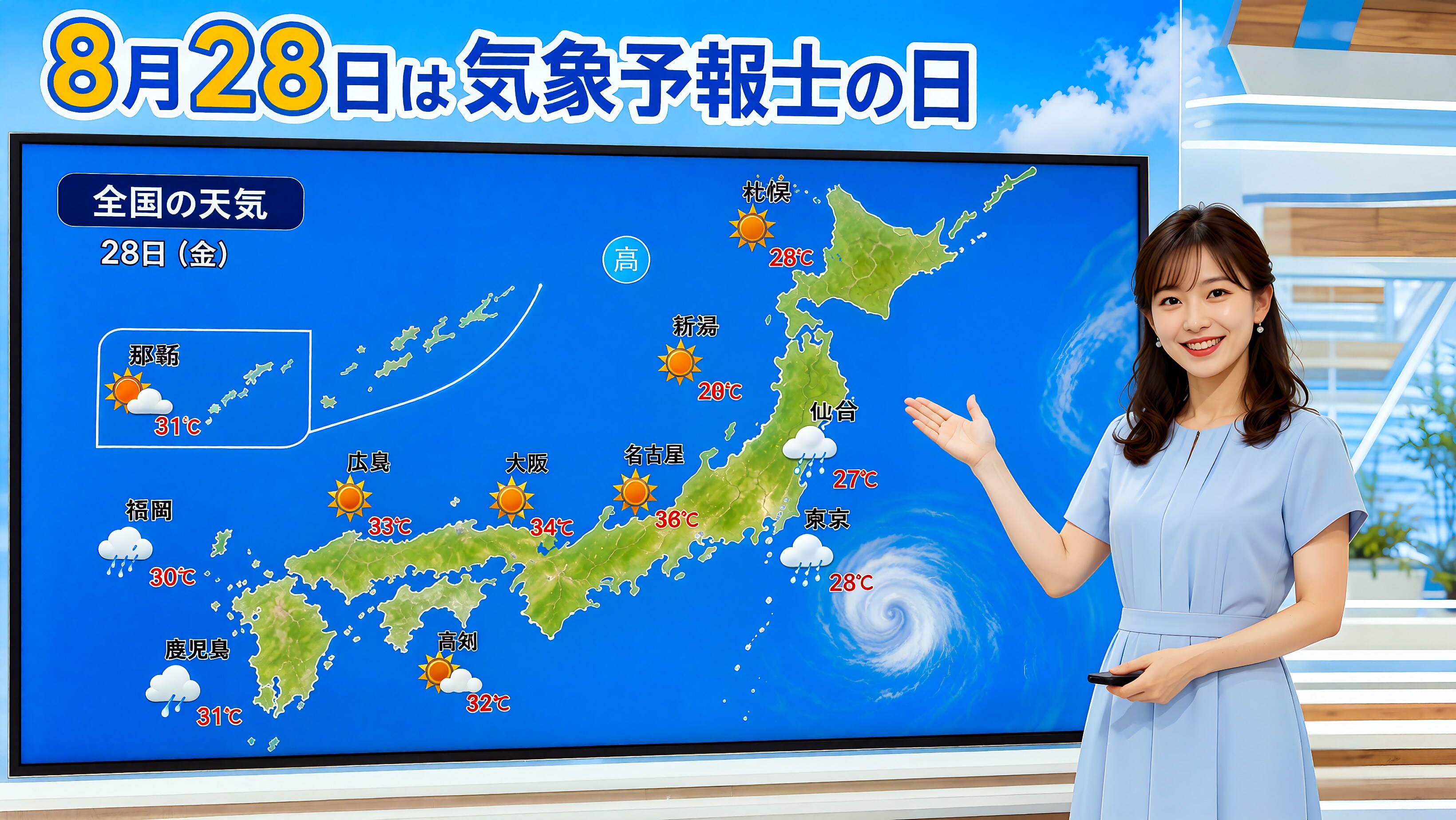 今日の１枚(8月28日)天気予報士の日 | の人気AIイラスト・グラビア