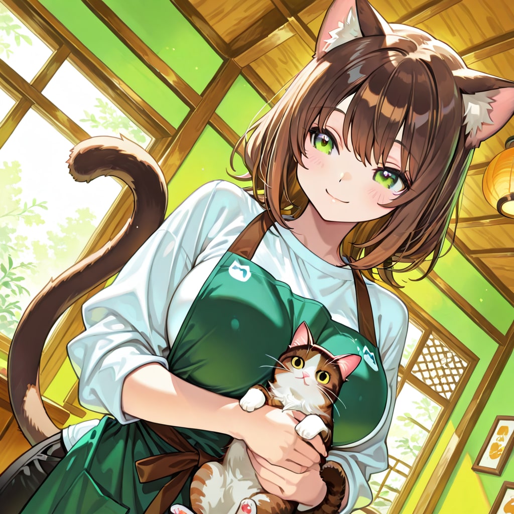 よく行く猫カフェの店員さん | の人気AIイラスト・グラビア