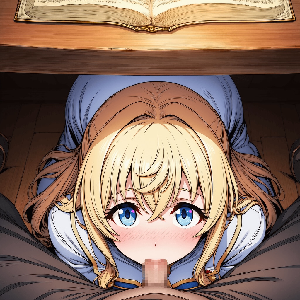 机の下フェラ　女神官