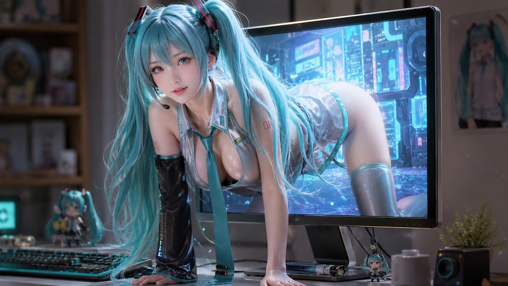 画面から出てきた初音ミク