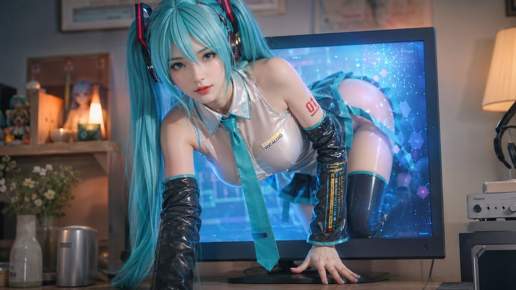 画面から出てきた初音ミク