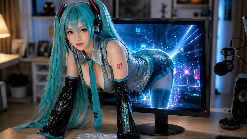 画面から出てきた初音ミク