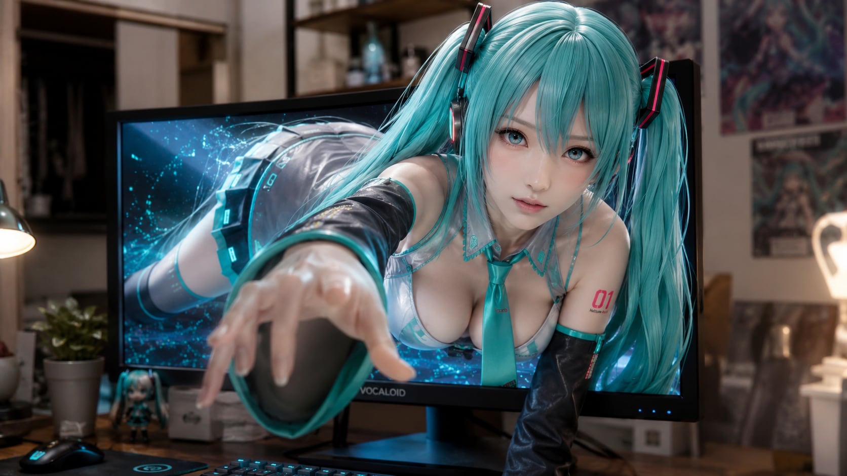 画面から出てきた初音ミク