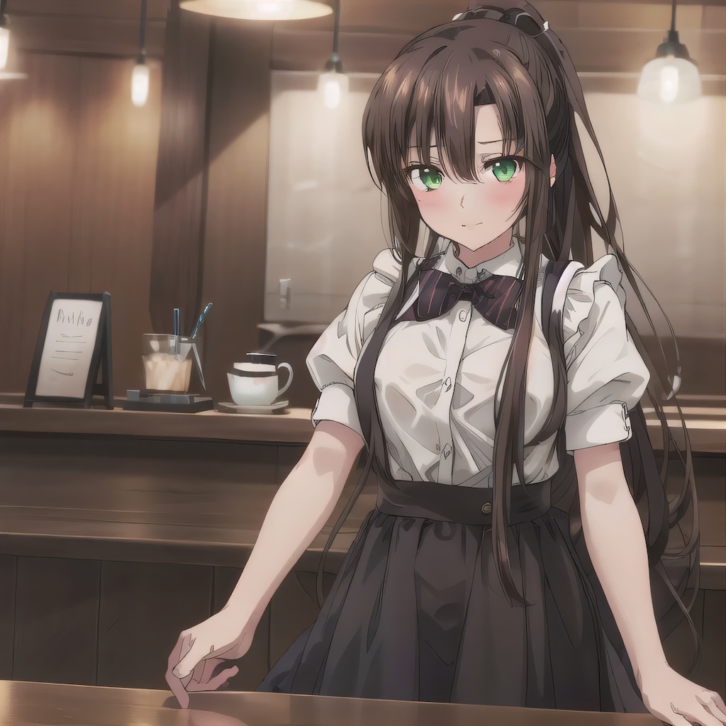 茶髪ポニテのメイド