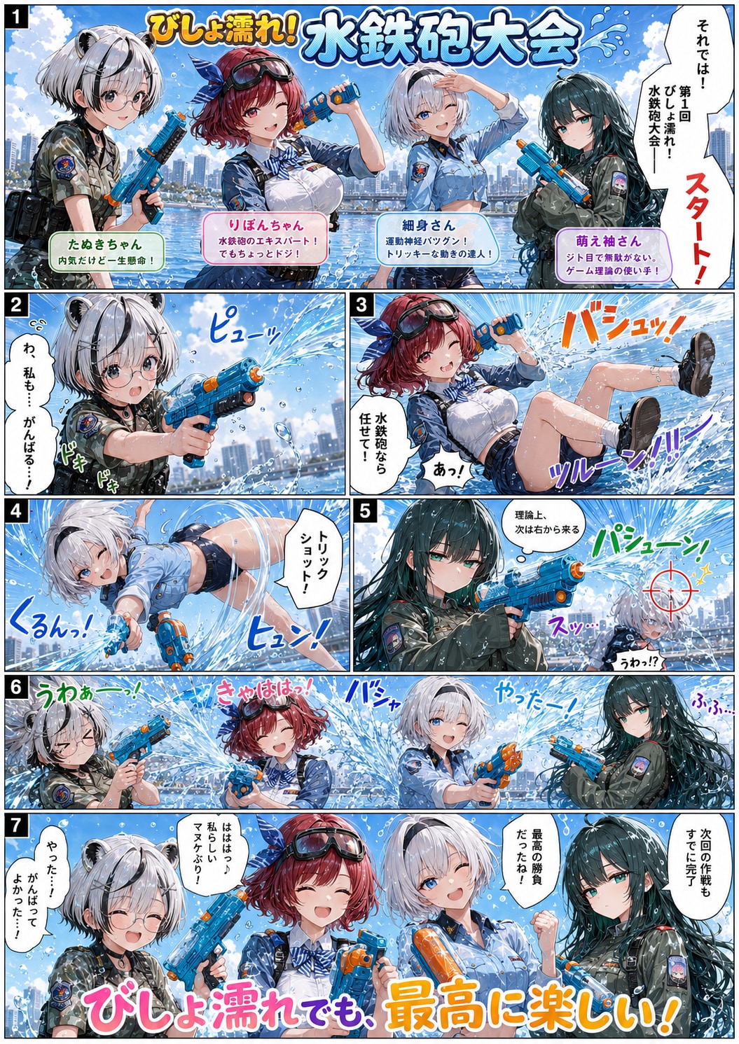 びしょ濡れ！うちの子だらけの水鉄砲大会！