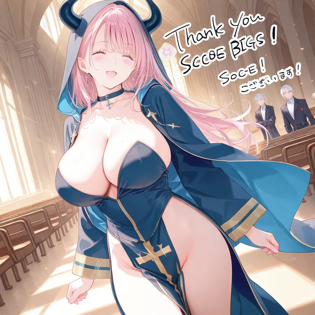 前垂れ付き神官装束の美女悪魔神官