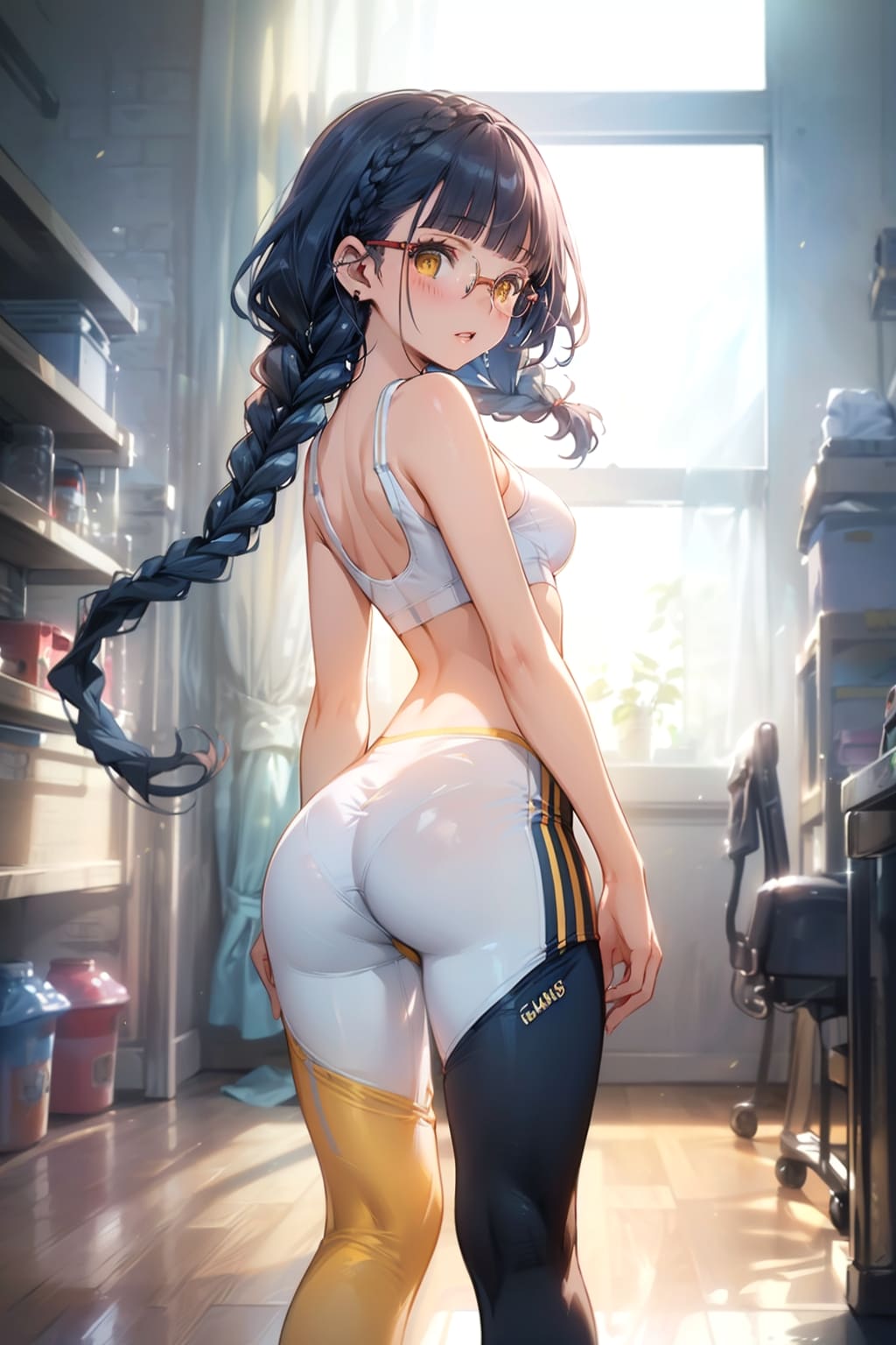 スポーツウェアの眼鏡っ娘