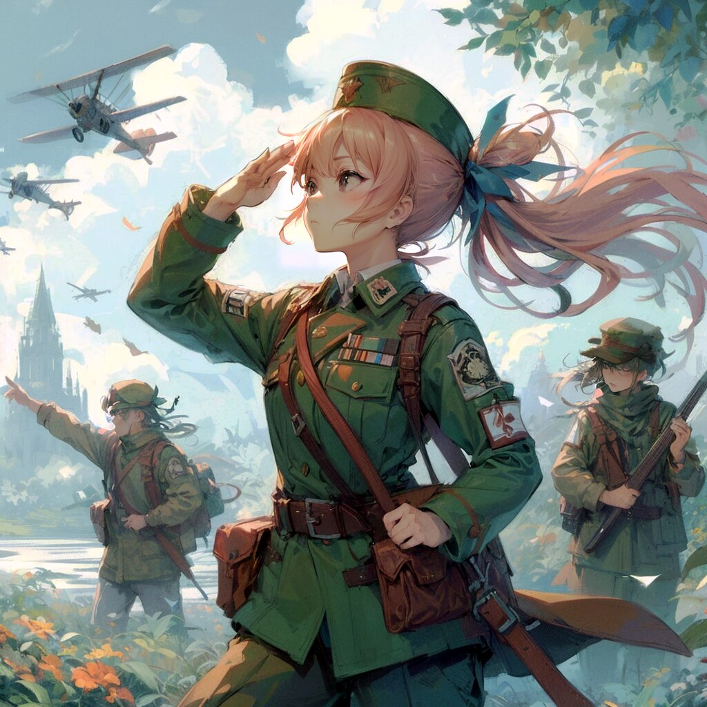 敬礼する少女⑨