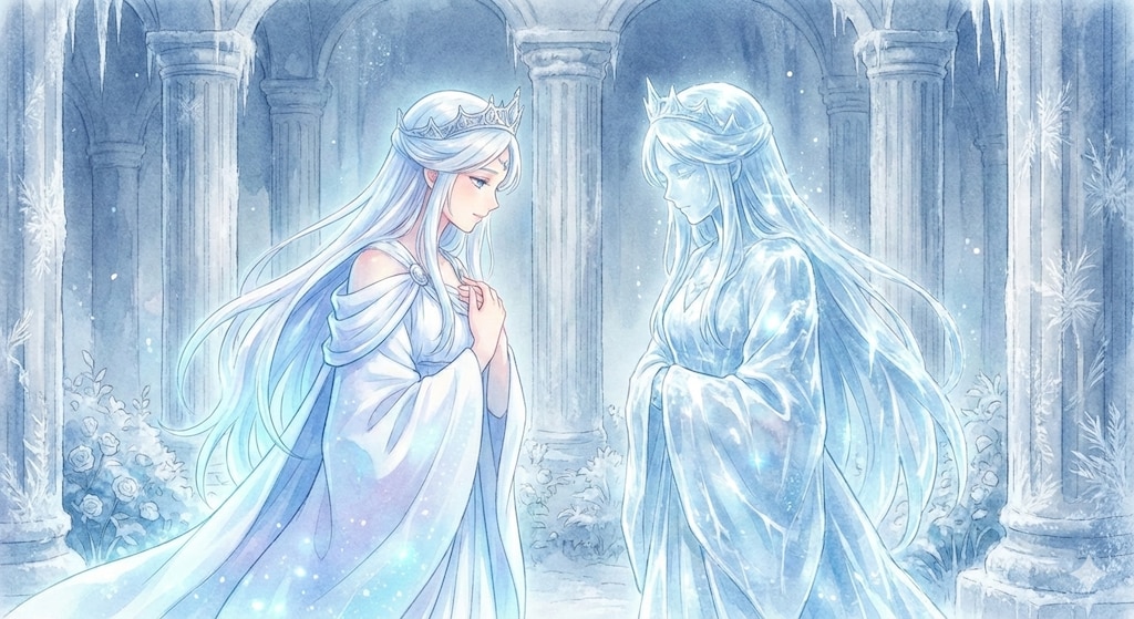 女神様と氷の女神像