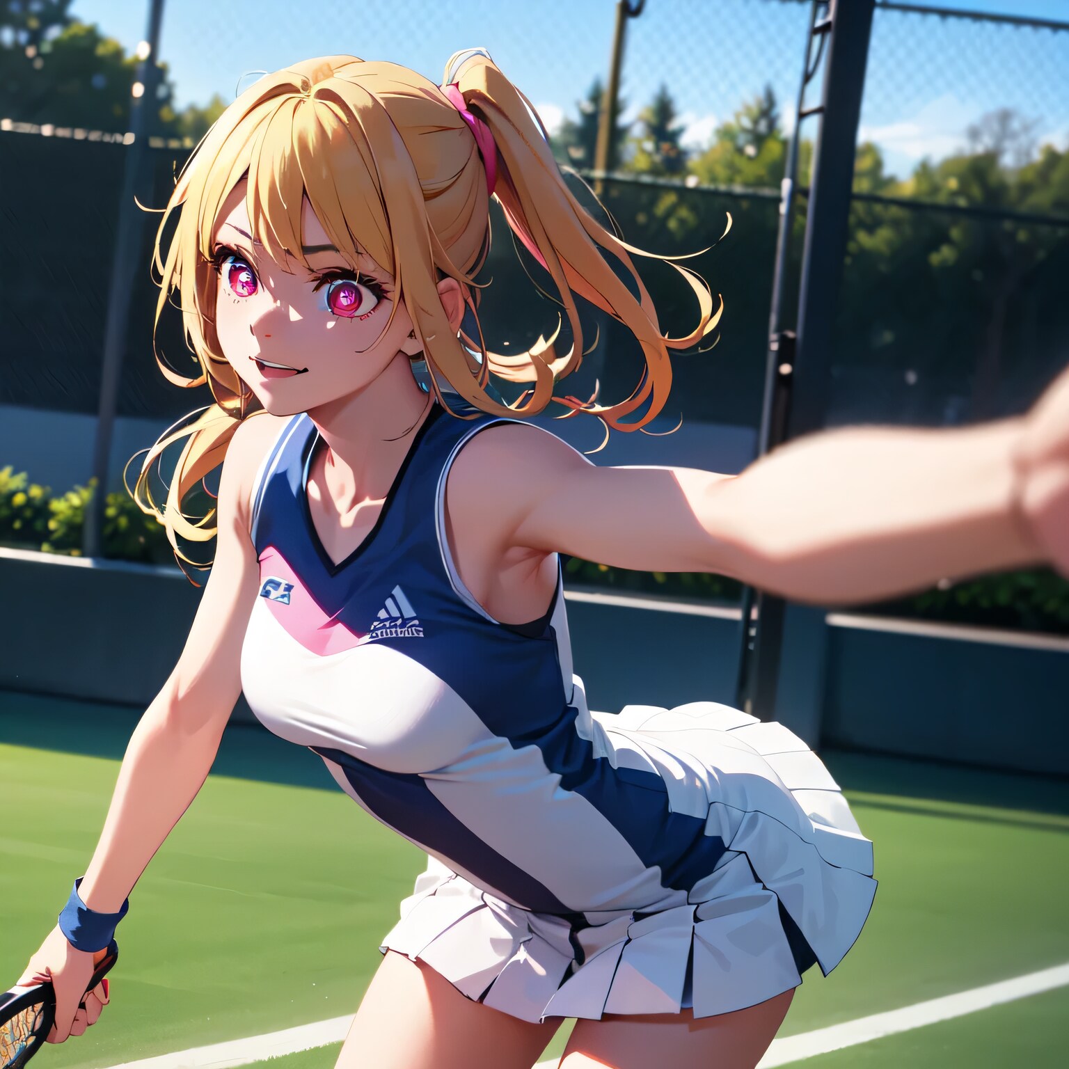 金髪ポニテでテニスウェアの少女 | の人気AIイラスト・グラビア