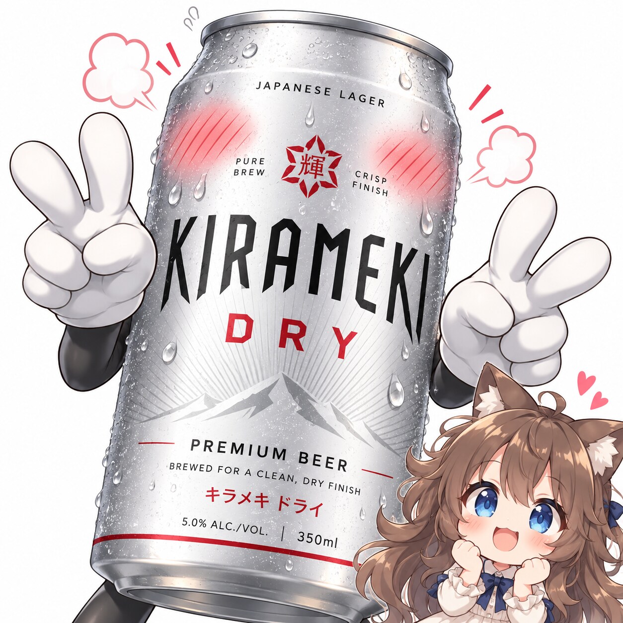 (ア◯顔)ダブルピース ビール缶 | の人気AIイラスト・グラビア