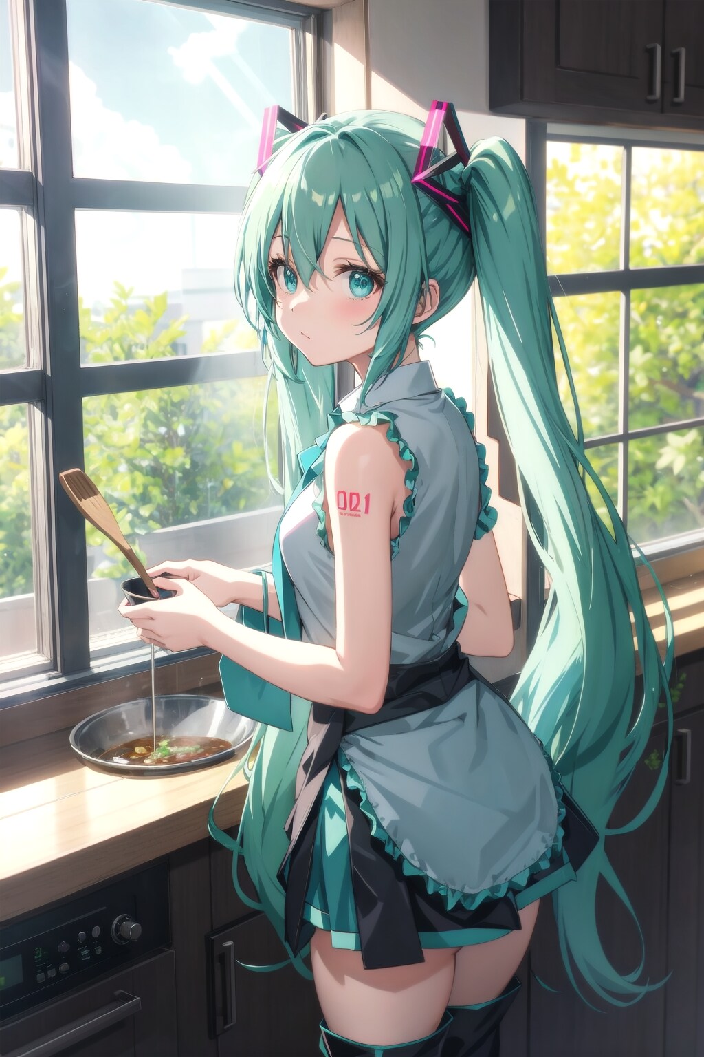 ミクさん料理中