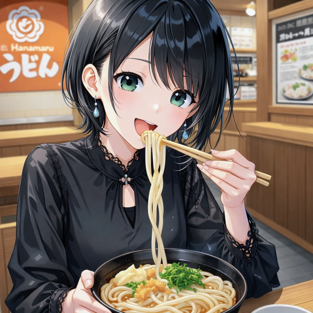 シコシコなぶっかけうどんを食べる藍音ちゃん