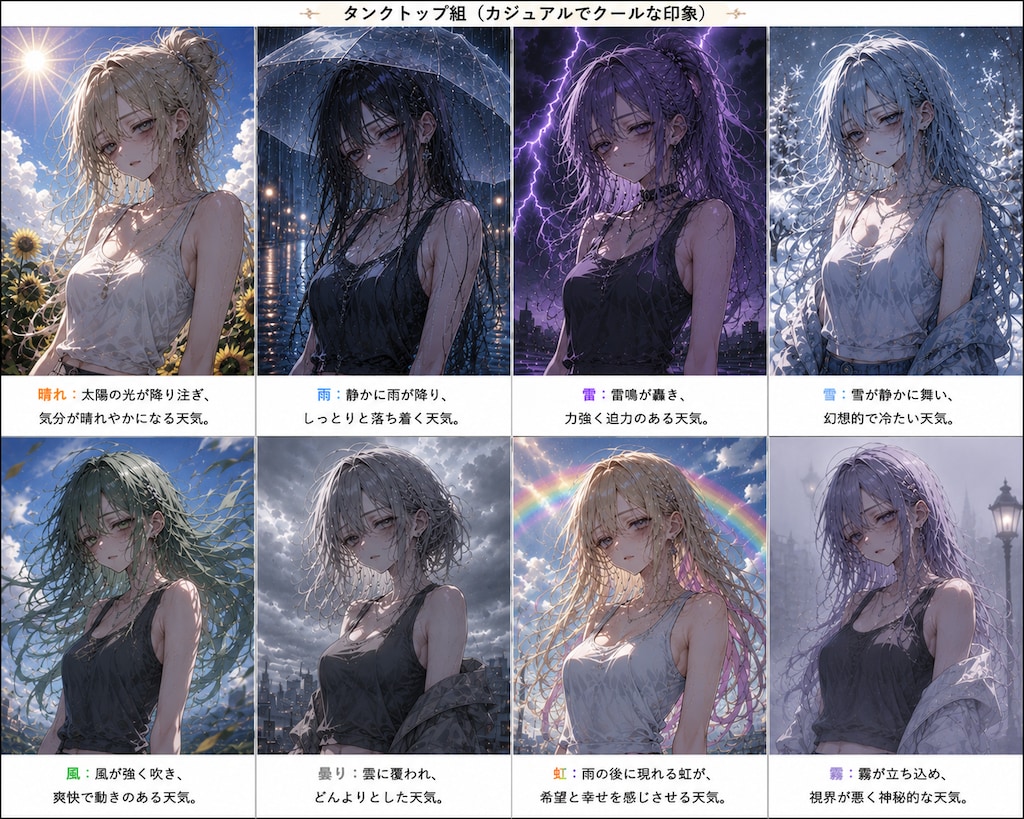 残念美人な天気の擬人化キャラでキャミソール＆タンクトップ