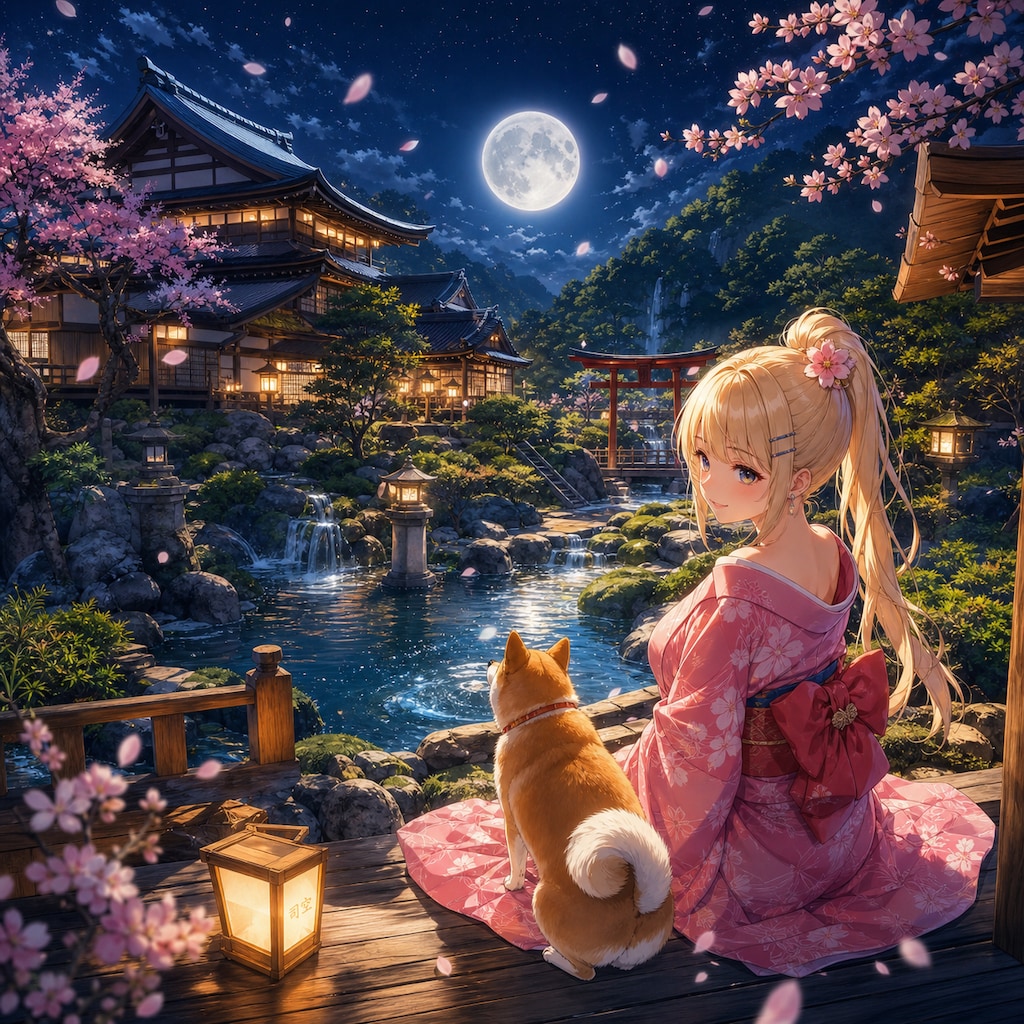 ギャルと柴犬の月見【#お月見】
