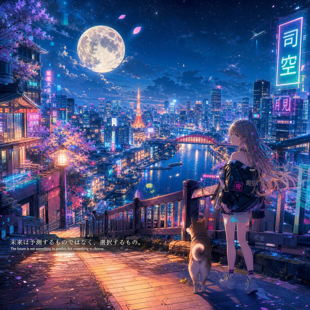 ギャルと柴犬の月見【#お月見】