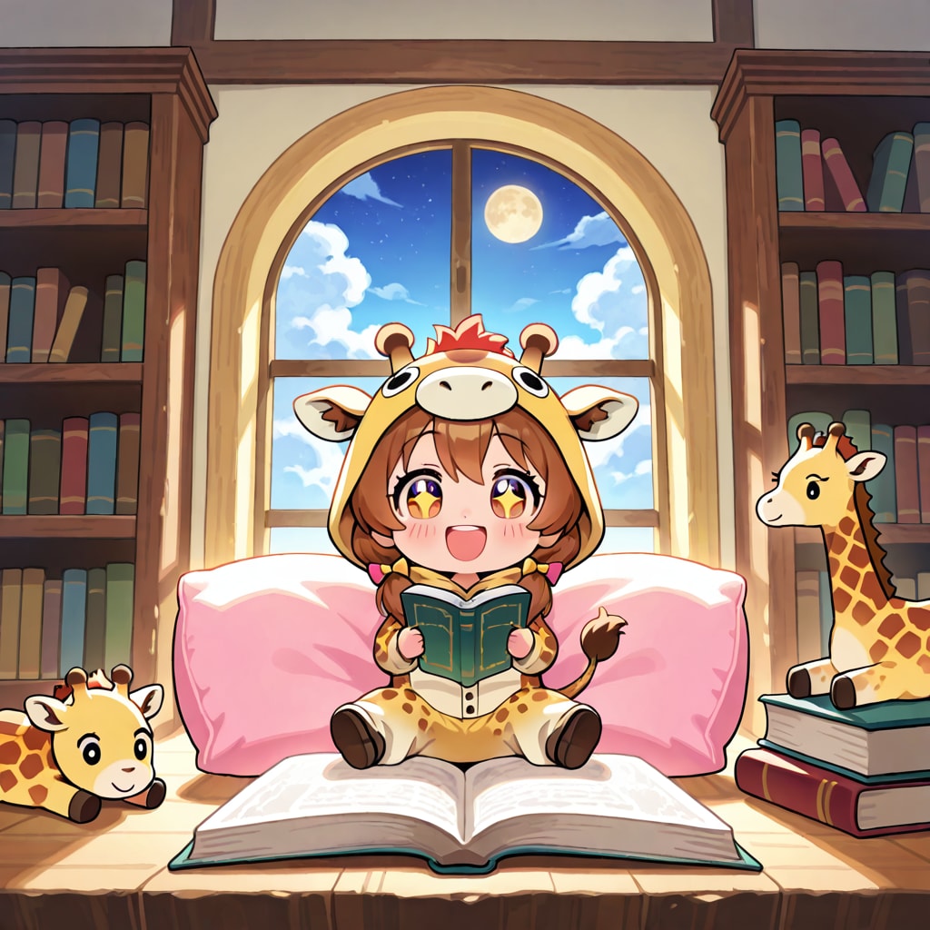 朗読の日のキリン着ぐるみちび子ちゃん漫画