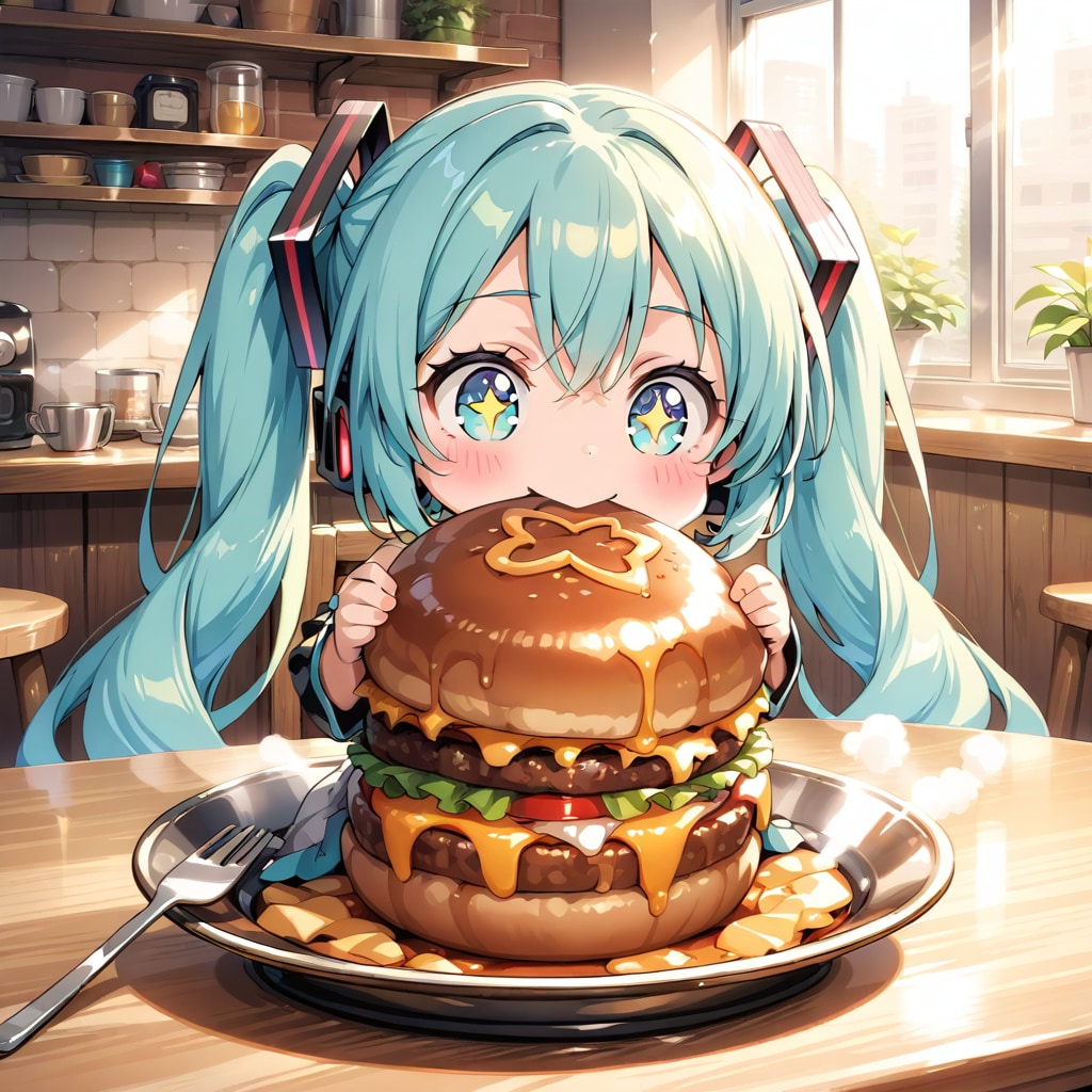 ミクちゃんチーズバーガーいただきます　LARIMAR