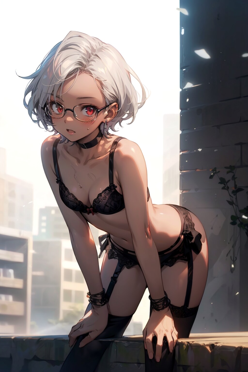 下着の眼鏡っ娘