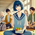 学校の廊下で 2枚目