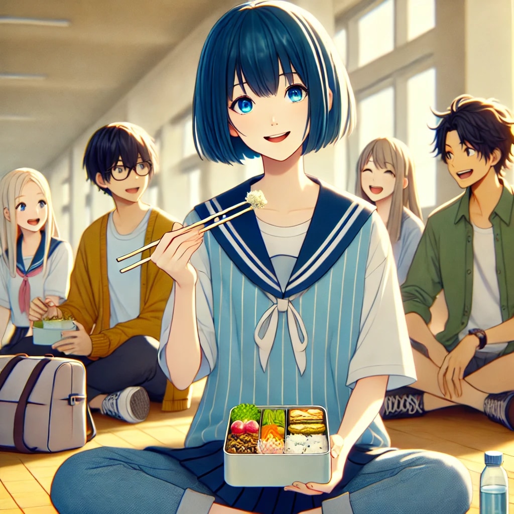 学校の廊下で