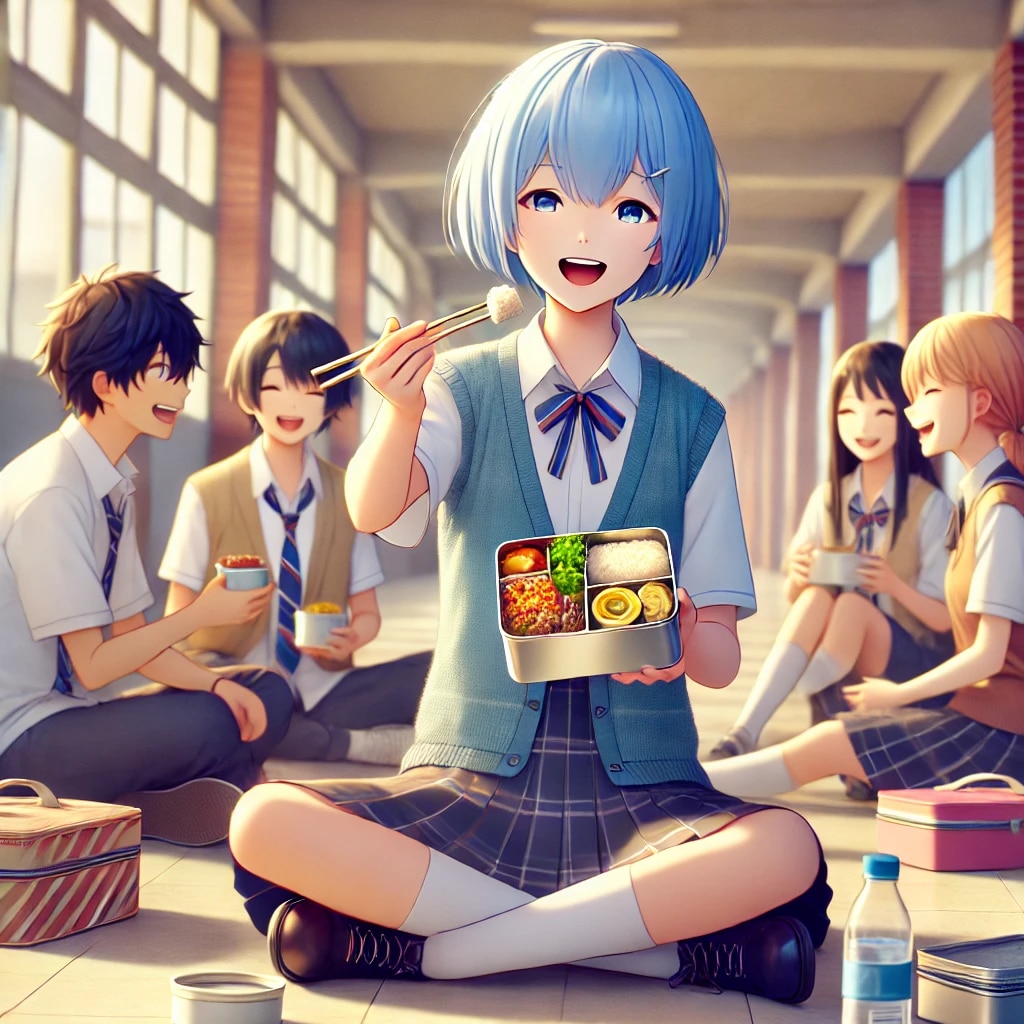 学校の廊下で