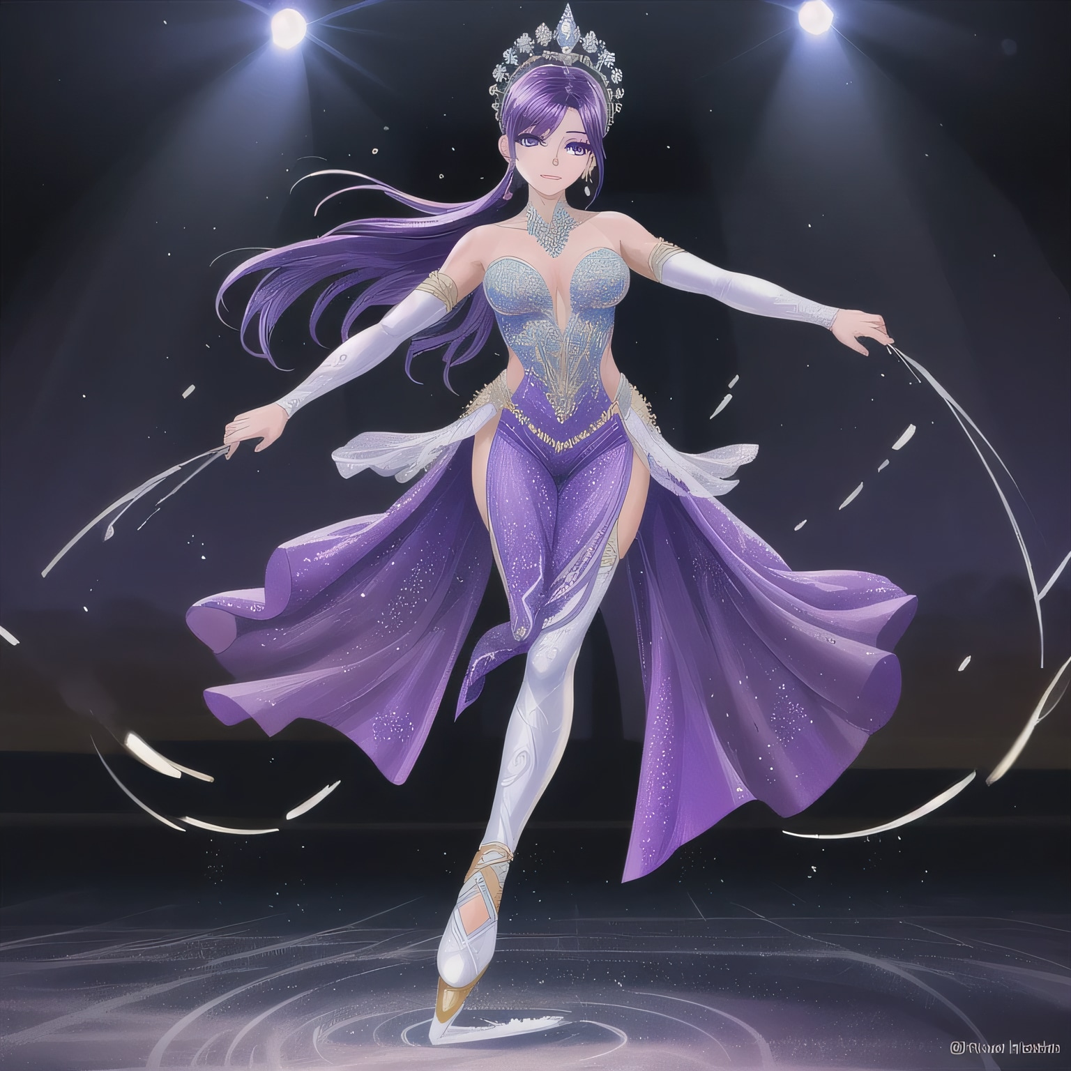 紫髪ロングでアイススケートの少女１２ | の人気AIイラスト・グラビア