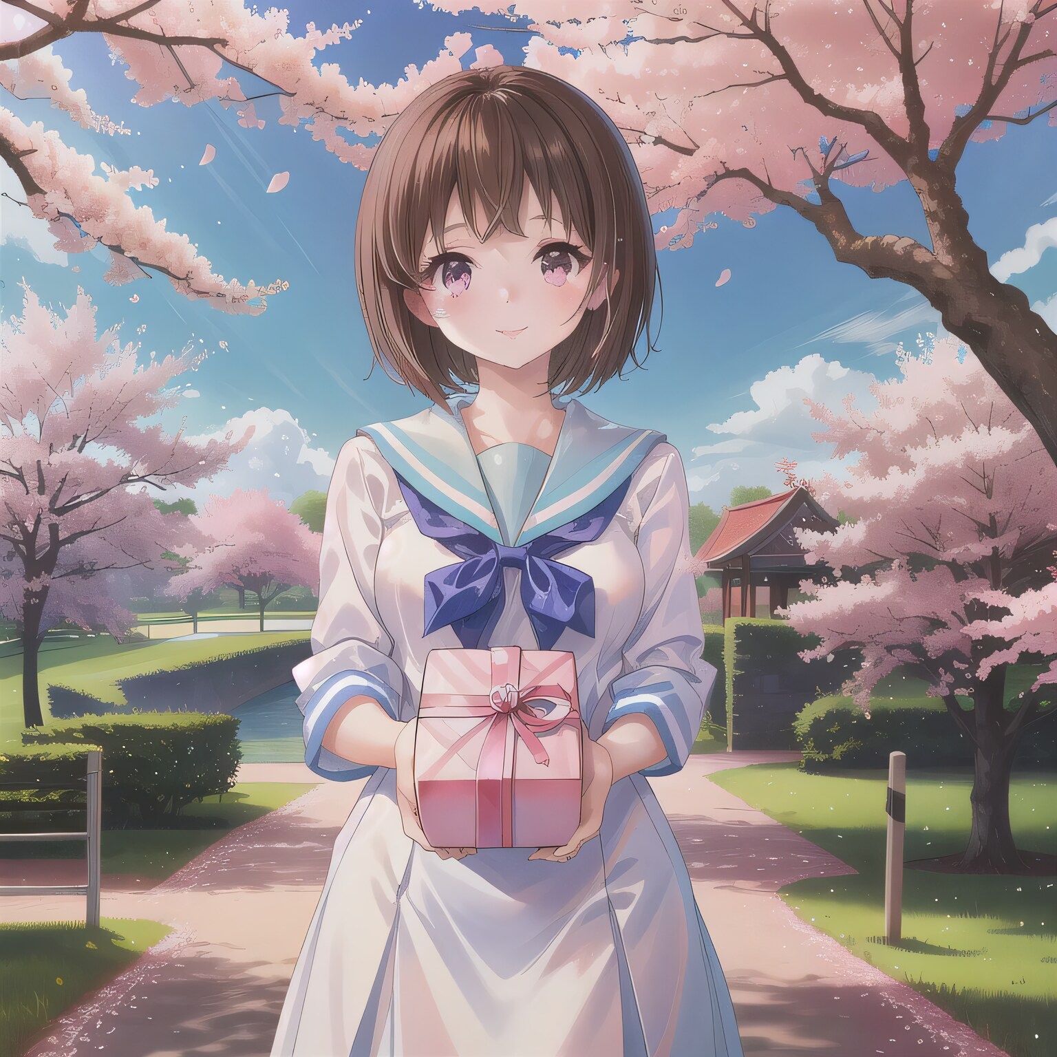 黒髪ボブでセーラー服の少女５ | の人気AIイラスト・グラビア