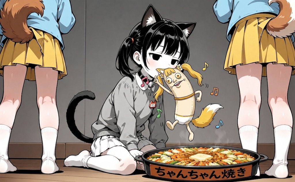 ちゃんちゃん焼きを振舞われる猫子