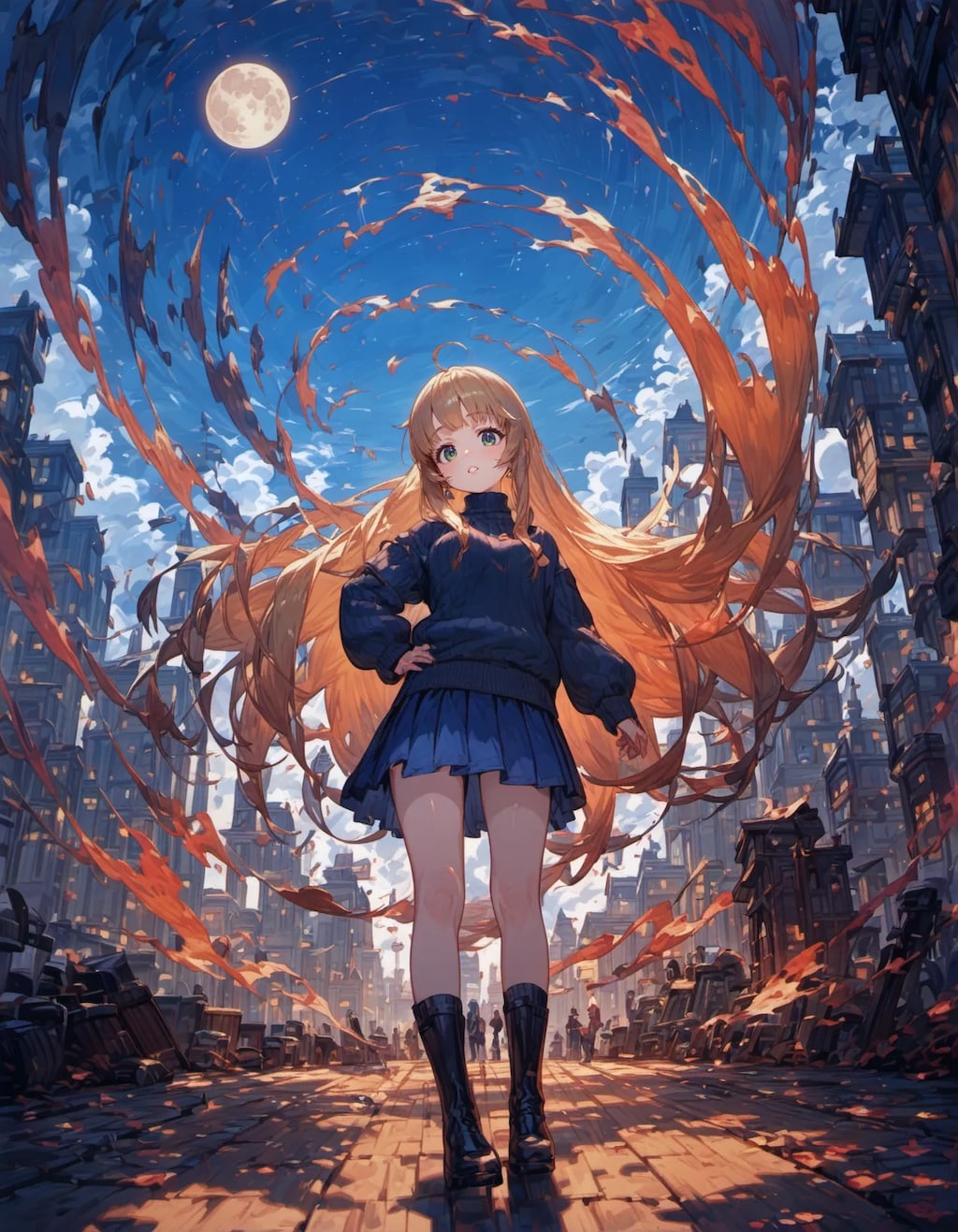 Solitary Moon over the Fallen City