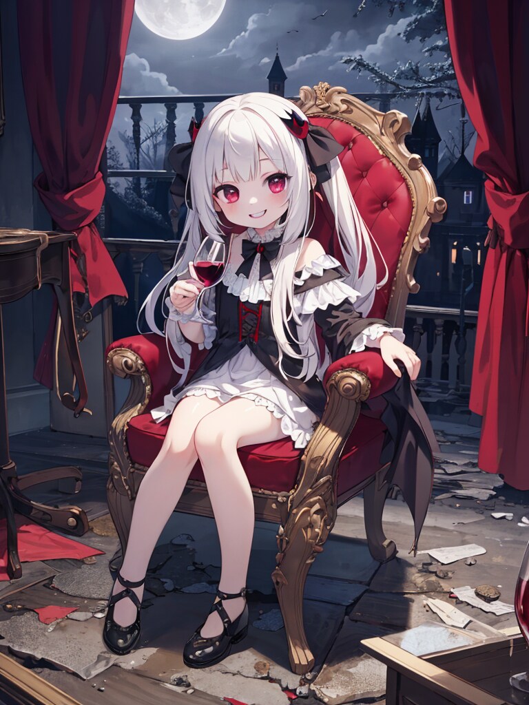 古城でワインを飲むヴァンパイアちゃん