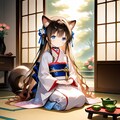 茶道の猫耳ガール 2枚目