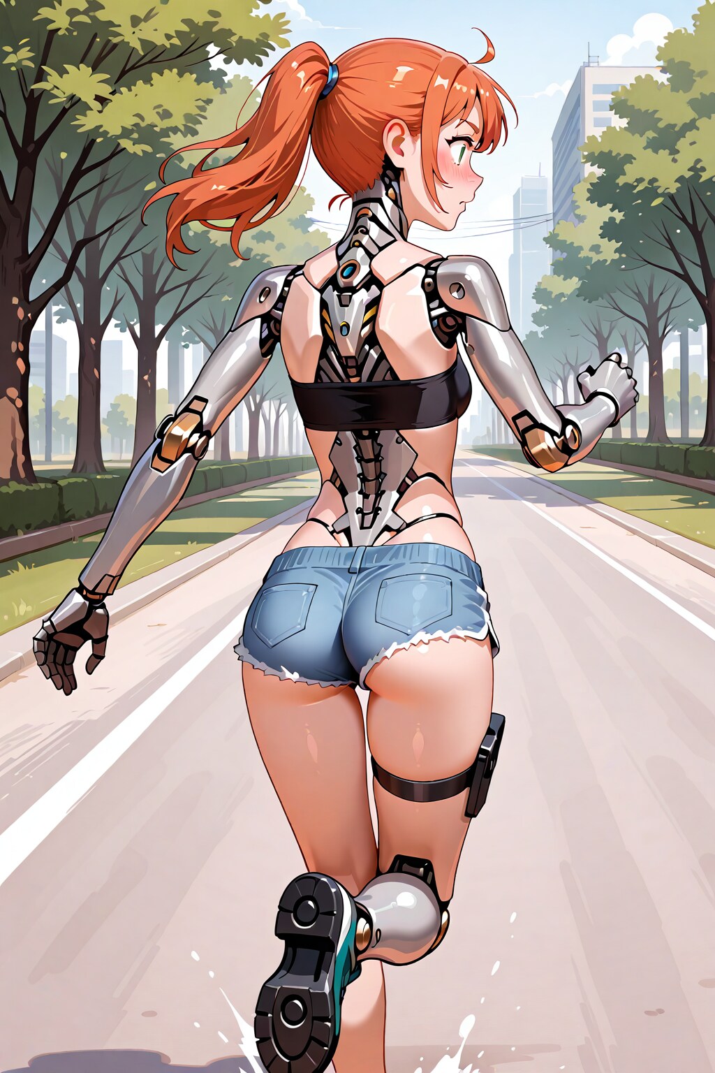 ホットパンツを履いたサイボーグ少女