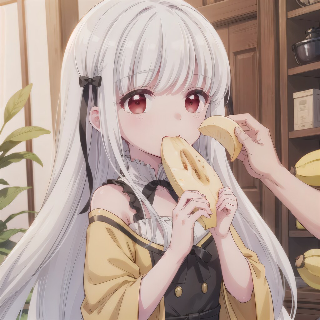 白髪ロングでバナナの少女３