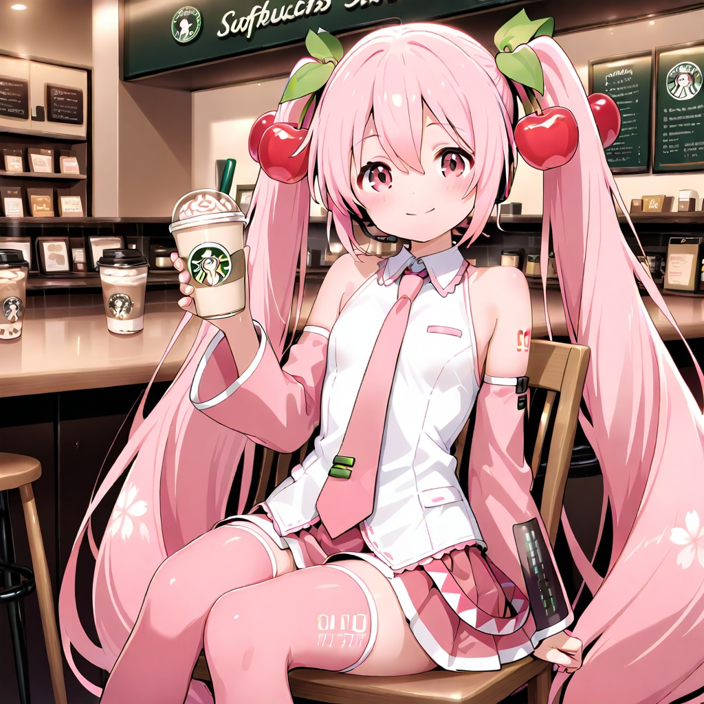 HARPY 桜ミク 喫茶店 | の人気AIイラスト・グラビア